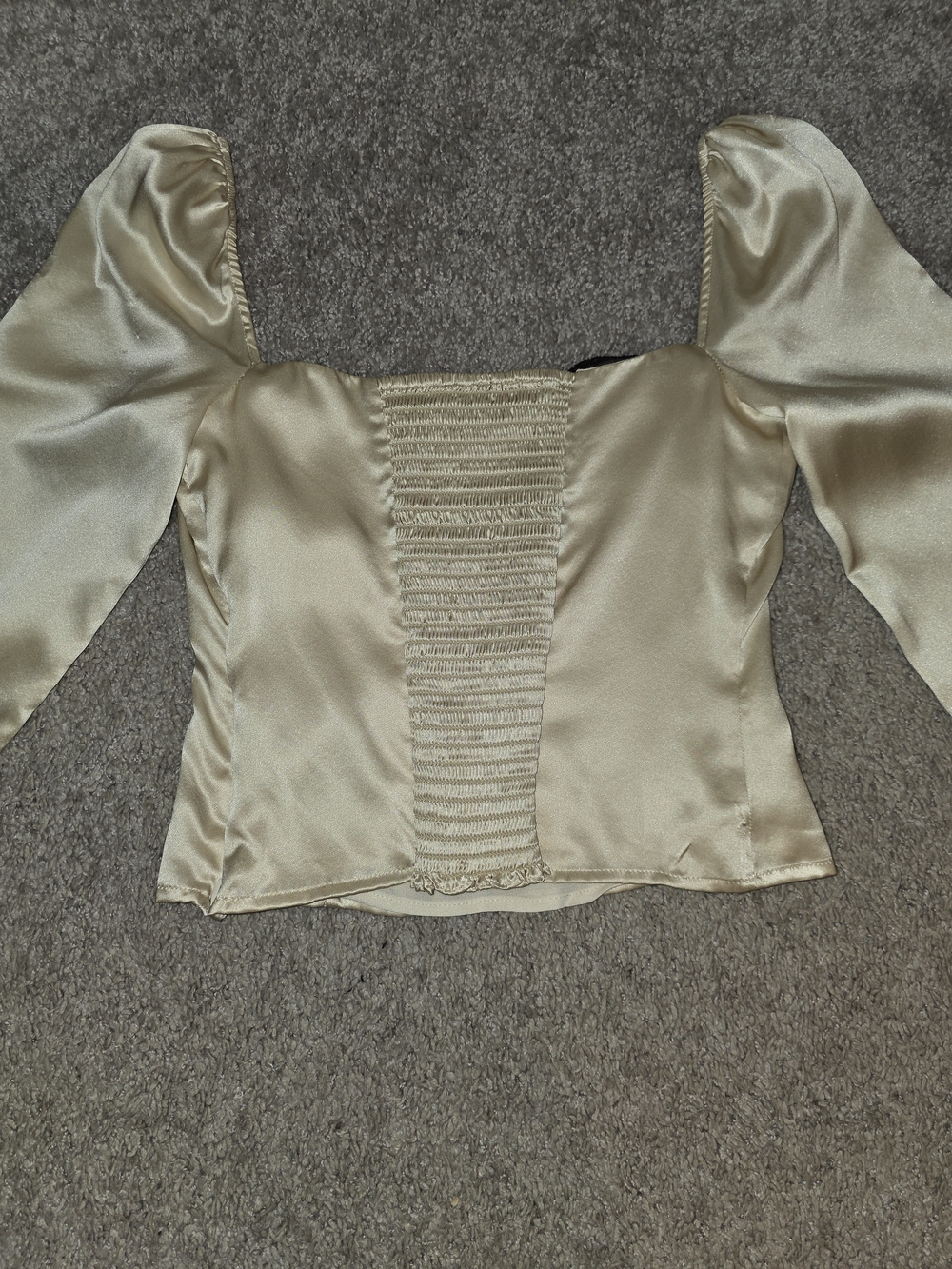 Reformation Cream Silk Blouse with Contrast Lace Trim - Picture 5 of 16
